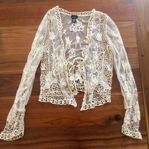 Beige lace crochet cardigan ✨🌸